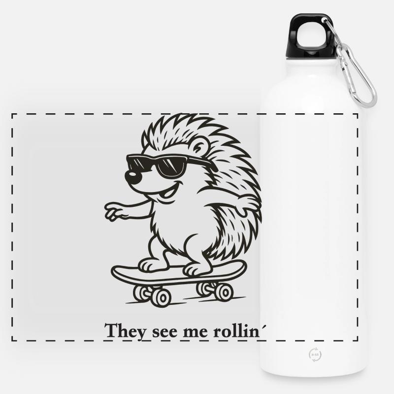 They see me rollin ́ - Panoramic Drinks Bottle with Carabiner 750 ml - white