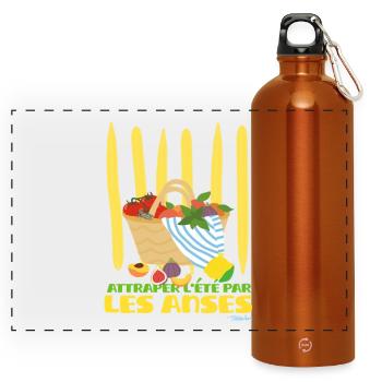 Catching summer by the handles of the basket - Panoramic Drinks Bottle with Carabiner 750 ml - burnt orange - Front