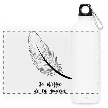 Ich gönne mir Sanftheit - Panorama Trinkflasche mit Karabiner 750 ml - Weiß - Vorne