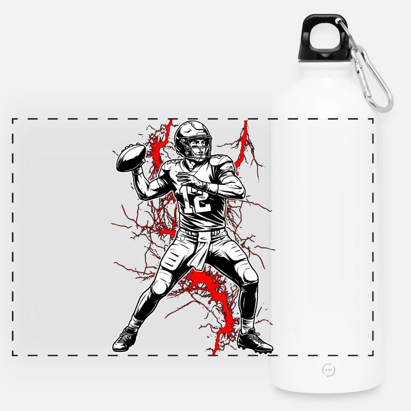 Quarterback dans un orage électrique - Gourde panoramique avec mousqueton 750 ml - blanc