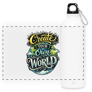 Create Your Own World – Hand Lettering Creativity - Panoramic Drinks Bottle with Carabiner 750 ml - white - Front