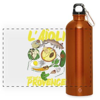 Illustrated Provençal aioli - Panoramic Drinks Bottle with Carabiner 750 ml - burnt orange - Front