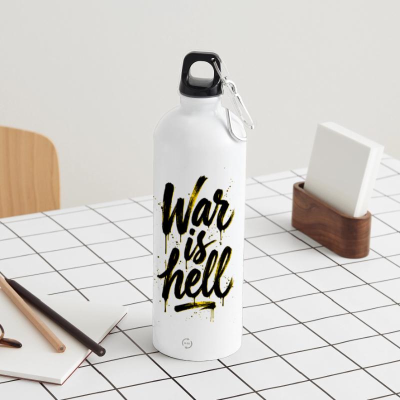Script Yellow Graffiti Brush sur Black War, c’est l’enfer Gourde panoramique avec mousqueton 750 ml