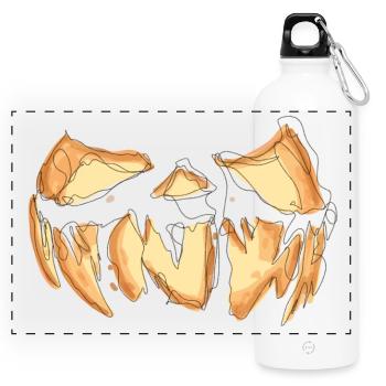 Pumpkin Face Halloween Scribble - Panoramic Drinks Bottle with Carabiner 750 ml - white - Front