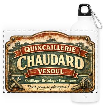 Quincaillerie Chaudard Vesoul – humour cinema - Gourde panoramique avec mousqueton 750 ml - blanc - Devant