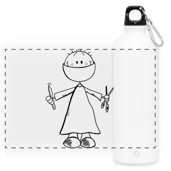 Chirurg Comicfigur - Arzt - Chirurgie - OP - Team - Panorama Trinkflasche mit Karabiner 750 ml - Weiß - Vorne