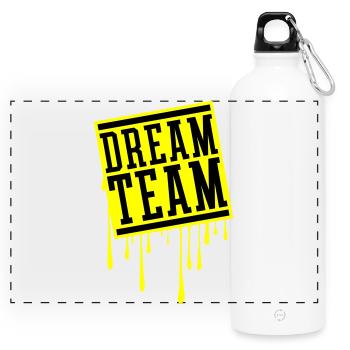 Dream Team - Panorama Trinkflasche mit Karabiner 750 ml - Weiß - Vorne