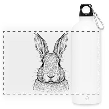 Kaninchen Hase - Panorama Trinkflasche mit Karabiner 750 ml - Weiß - Vorne