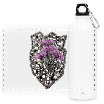 Purple Blossoms Mandala Lace Frame - Panoramic Drinks Bottle with Carabiner 750 ml - white - Front