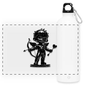 Cupidon Noir avec Arc - Gourde panoramique avec mousqueton 750 ml - blanc - Devant