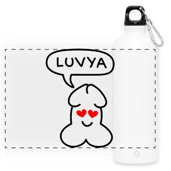 Émoticon drôle Junior luvya - Gourde panoramique avec mousqueton 750 ml - blanc - Devant