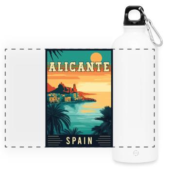 Découvrez le charme méditerranéen d’Alicante, Espagne - Gourde panoramique avec mousqueton 750 ml - blanc - Devant