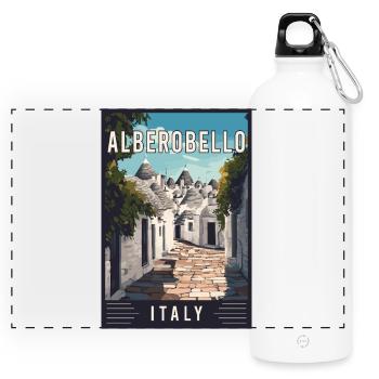 Découvrez l’Alberobello méditerranéen en Italie - Gourde panoramique avec mousqueton 750 ml - blanc - Devant