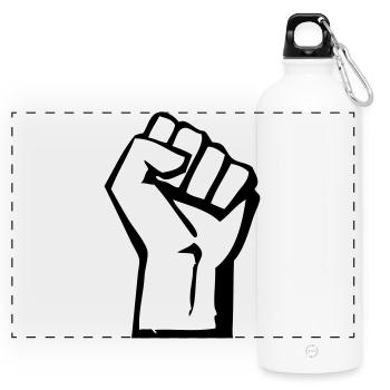 Faust - Proletariat - Arbeiter - Panorama Trinkflasche mit Karabiner 750 ml - Weiß - Vorne
