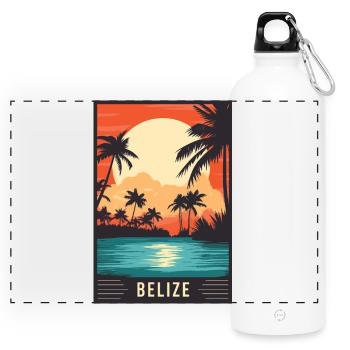 Erleben Sie das tropische Paradies von Belize - Panorama Trinkflasche mit Karabiner 750 ml - Weiß - Vorne