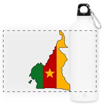 Cameroon Flag Map - Panoramic Drinks Bottle with Carabiner 750 ml - white - Front
