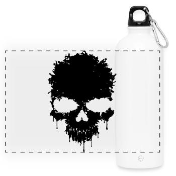 Skull Grunge - Panoramic Drinks Bottle with Carabiner 750 ml - white - Front