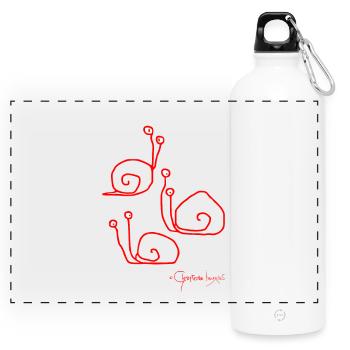 Snailmeeting © Chyropterum Innoxius - Panoramic Drinks Bottle with Carabiner 750 ml - white - Front