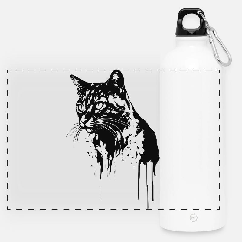 Cat 2 - Panoramic Drinks Bottle with Carabiner 750 ml - white