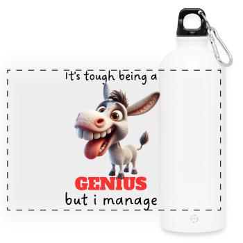 Bohemian Anime Original Cartoon - Panoramic Drinks Bottle with Carabiner 750 ml - white - Front