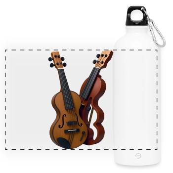 GITARRENLIEBHABER – Klang & Bild - Panorama Trinkflasche mit Karabiner 750 ml - Weiß - Vorne