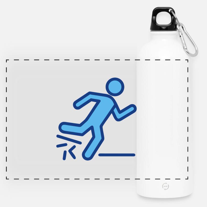 Dynamic Blue Runner Silhouette - Panoramic Drinks Bottle with Carabiner 750 ml - white