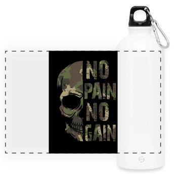 No Pain no Gain - Panorama Trinkflasche mit Karabiner 750 ml - Weiß - Vorne