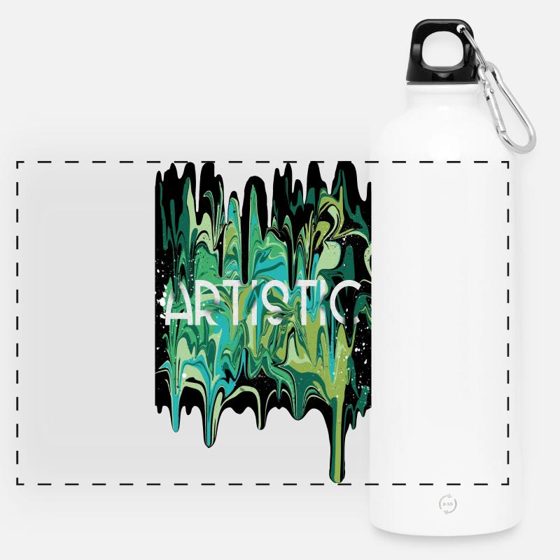 Kunstkunst coulure - Panorama Trinkflasche mit Karabiner 750 ml - Weiß