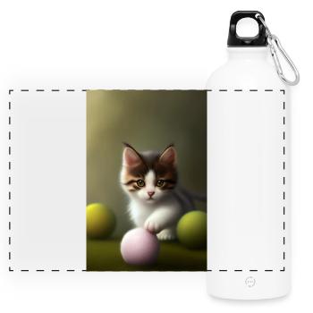 Baby Cat - Panoramic Drinks Bottle with Carabiner 750 ml - white - Front