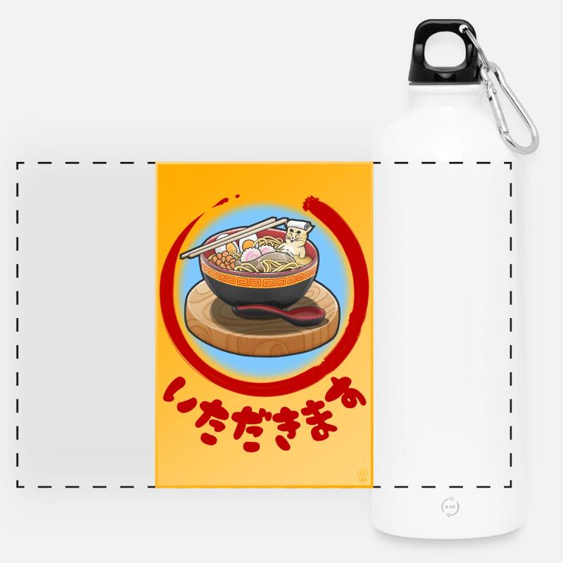 RamenCat - Panoramic Drinks Bottle with Carabiner 750 ml - white