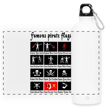 Berühmte Piraten und ihre Flaggen - Panorama Trinkflasche mit Karabiner 750 ml - Weiß - Vorne