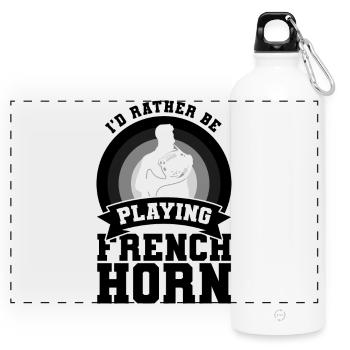 French Horn Spell - Panoramic Drinks Bottle with Carabiner 750 ml - white - Front