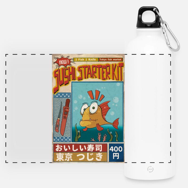 Sushi Starter Kit Poster - Panoramic Drinks Bottle with Carabiner 750 ml - white