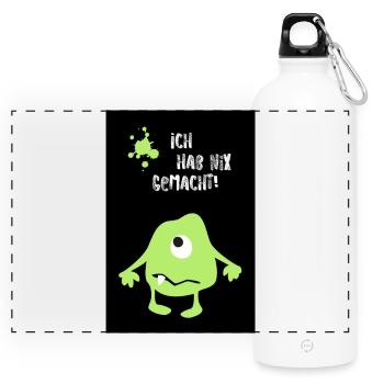 Poster Monster Halloween Comic Innocent Humor - Panoramic Drinks Bottle with Carabiner 750 ml - white - Front