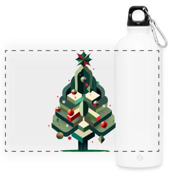Modern Christmas tree – elegance for the festive season - Panoramic Drinks Bottle with Carabiner 750 ml - white - Front