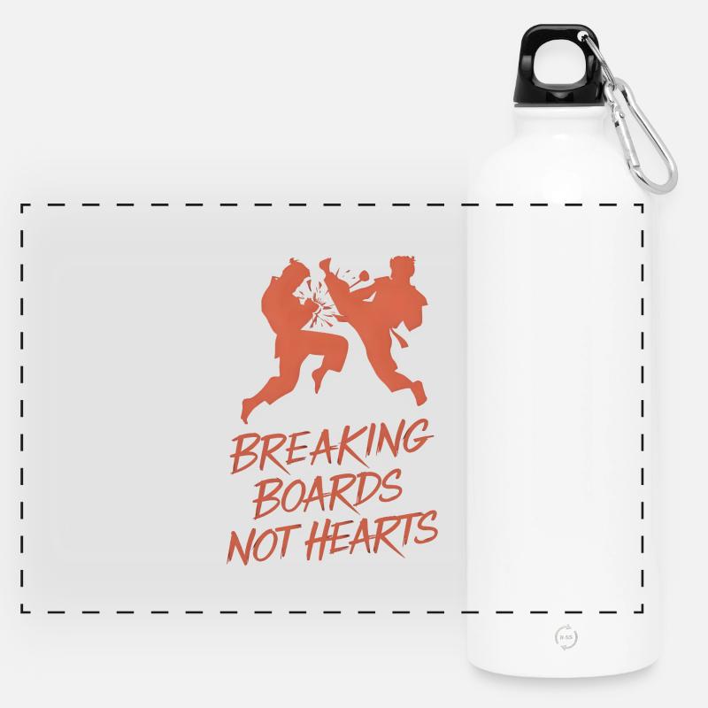 Breaking Boards Not Hearts - Panoramic Drinks Bottle with Carabiner 750 ml - white