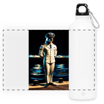 Mariner humanoider Delfin - Panorama Trinkflasche mit Karabiner 750 ml - Weiß - Vorne