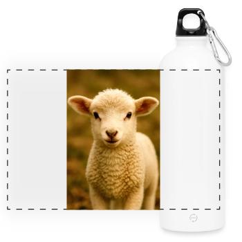 Animals, lambs - Panoramic Drinks Bottle with Carabiner 750 ml - white - Front