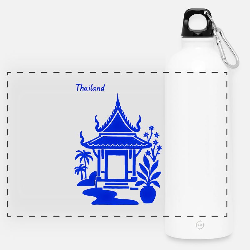 Blue Thai Pavilion - Panoramic Drinks Bottle with Carabiner 750 ml - white