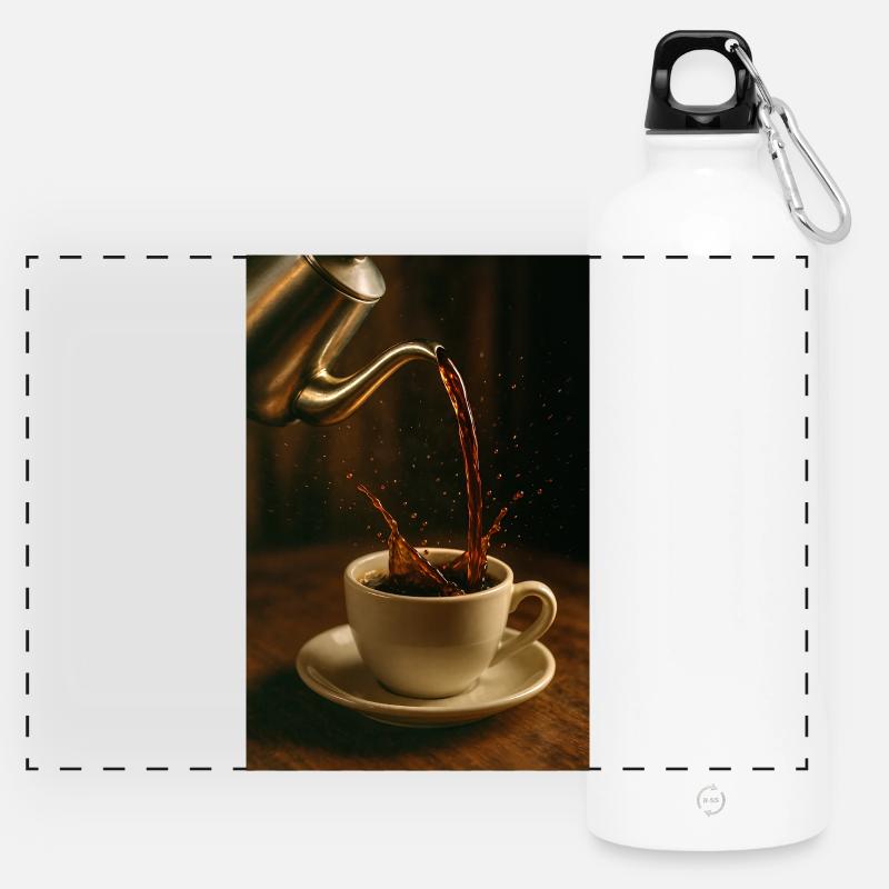 Coffee Porcelain Flow - Panoramic Drinks Bottle with Carabiner 750 ml - white