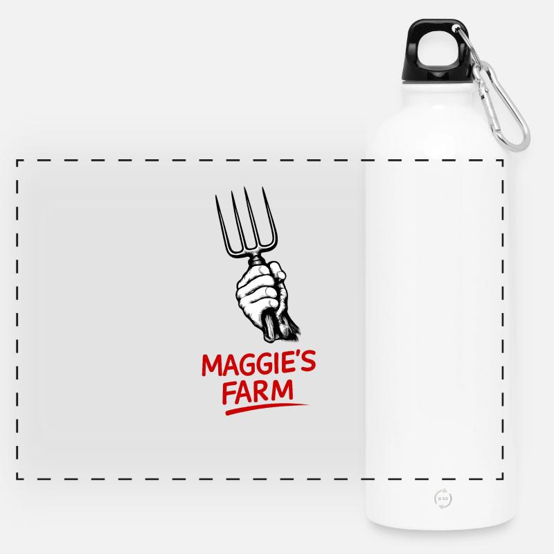 Maggie's Farm Pitchfork - Panoramic Drinks Bottle with Carabiner 750 ml - white