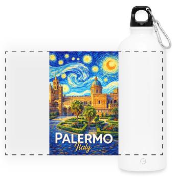 Palermo, Italien - Panorama Trinkflasche mit Karabiner 750 ml - Weiß - Vorne