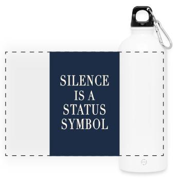 Le silence est un symbole de statut – style vieux argenté - Gourde panoramique avec mousqueton 750 ml - blanc - Devant