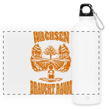 Wachsen braucht Raum - Panorama Trinkflasche mit Karabiner 750 ml - Weiß - Vorne