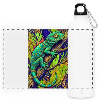 Gecko - Panorama Trinkflasche mit Karabiner 750 ml - Weiß - Vorne