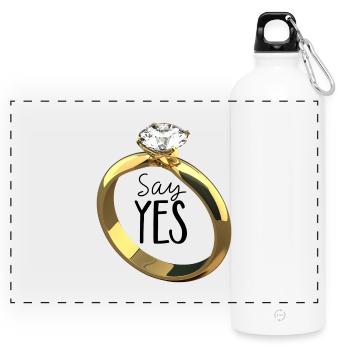 Sag ja! Heiratsantrag - Panorama Trinkflasche mit Karabiner 750 ml - Weiß - Vorne