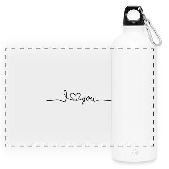 I Love you - message d'amour - Gourde panoramique avec mousqueton 750 ml - blanc - Devant
