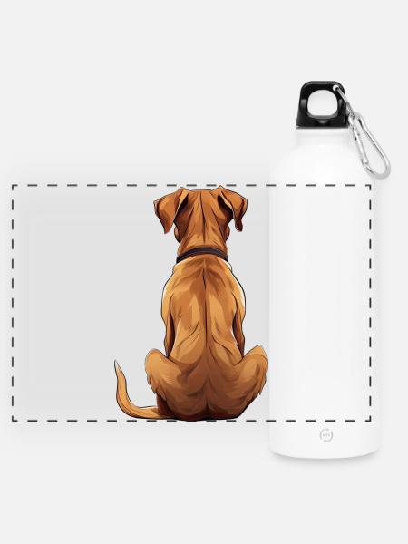 Rhodesian Ridgeback - Panorama Trinkflasche mit Karabiner 750 ml - Weiß