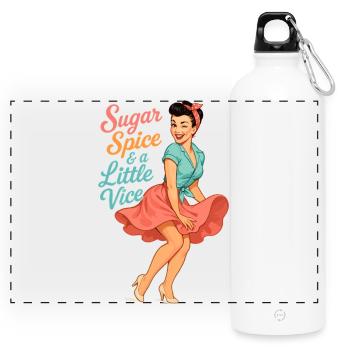 Sugar, Spice & Vice – Rockabella Pin-up Girl - Panoramic Drinks Bottle with Carabiner 750 ml - white - Front