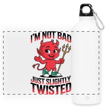 I'm not bad, just slightly twisted - Panoramic Drinks Bottle with Carabiner 750 ml - white - Front